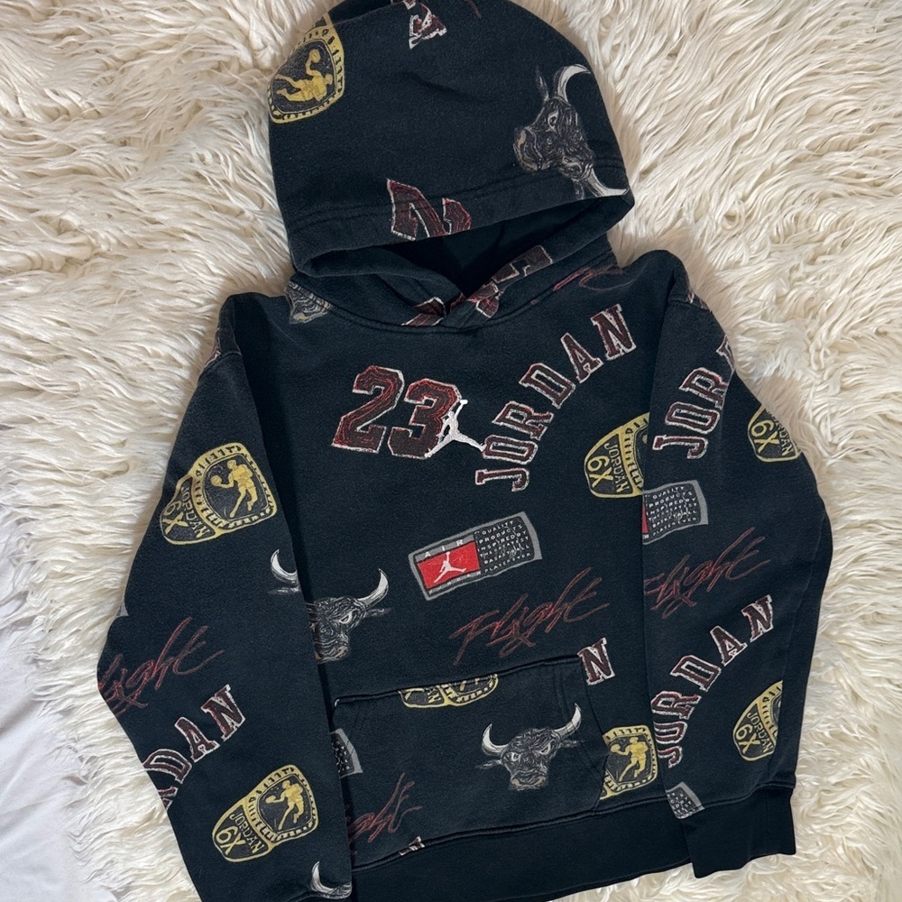 Jordan Black Crewneck Hoodie with Allover Logos - Picture 2 of 8